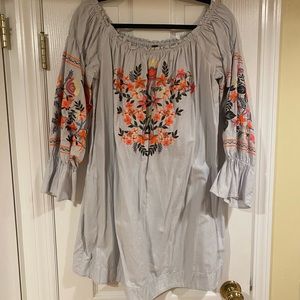 Free People off the shoulder floral embroidered dress